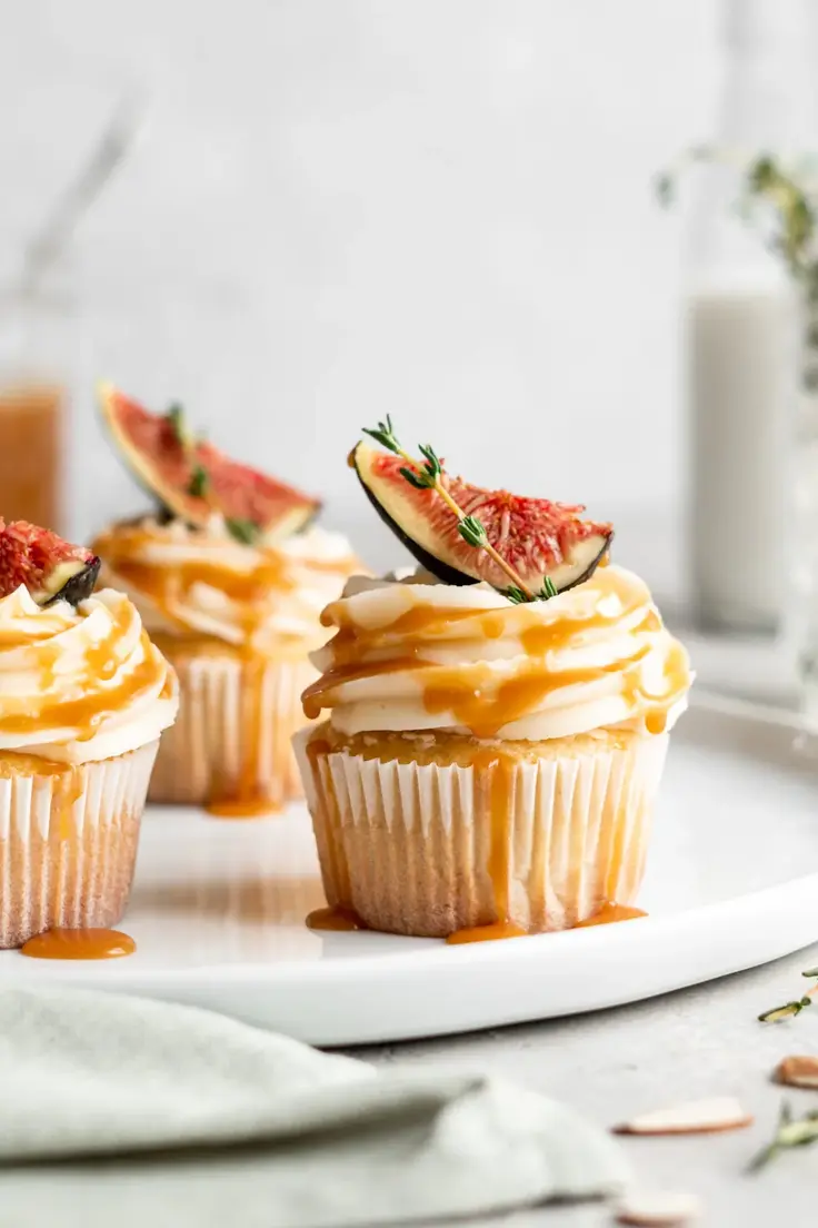 Bourbon Caramel Almond Cupcakes Recipe by Food Duchess
