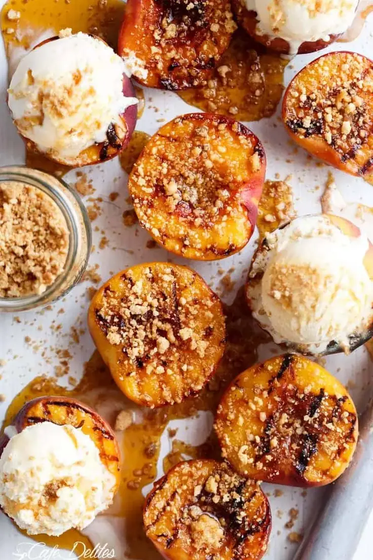 23. Maple Grilled Peaches With Almond Cookie Crumb Recipe by Cafe Delites