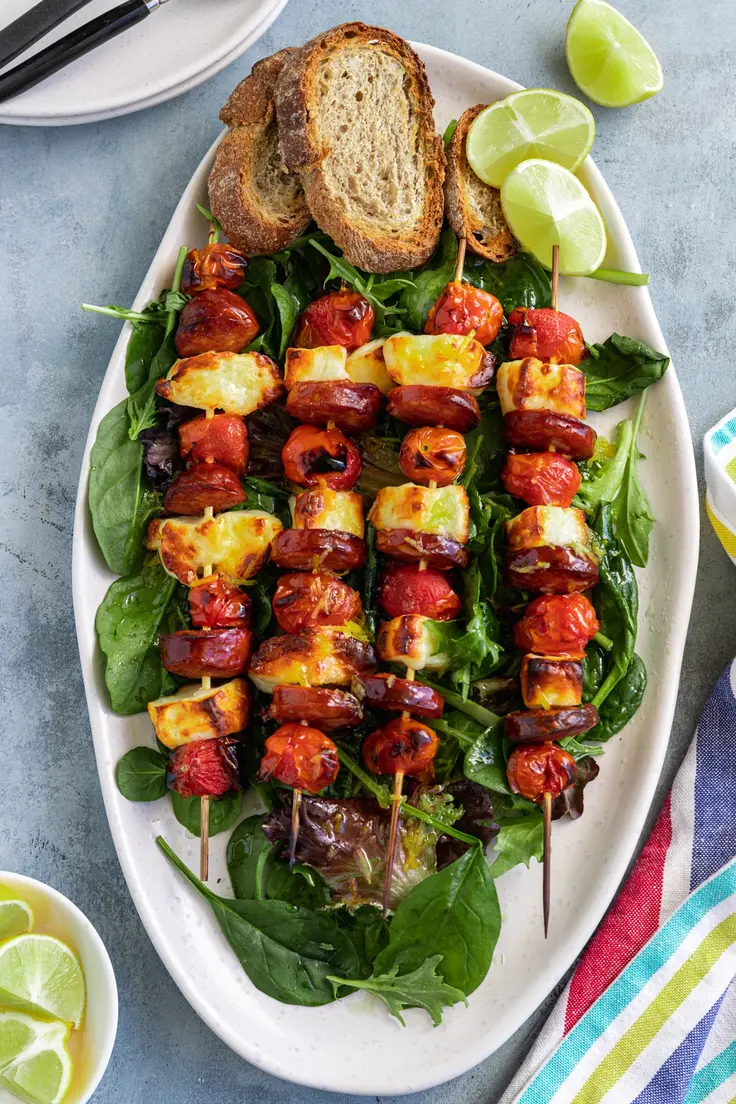 Halloumi Kebabs With Chorizo Skewers Recipe by Scrummy Lane