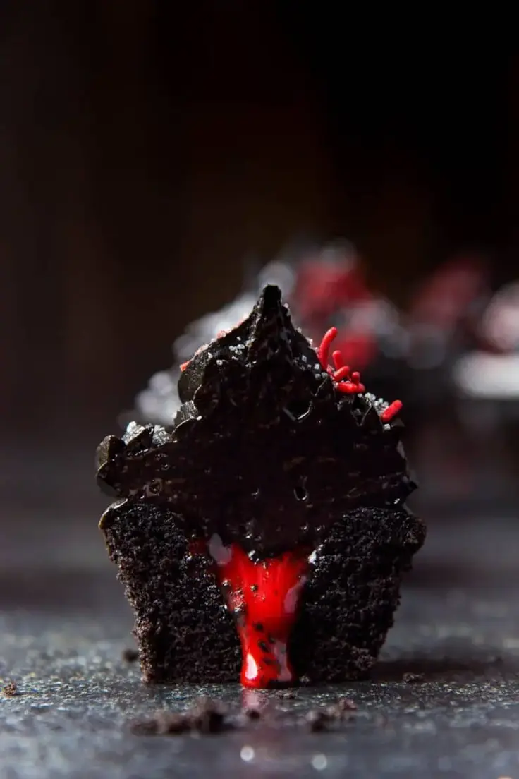 Halloween Bleeding Black Cupcakes Recipe by The Flavor Bender
