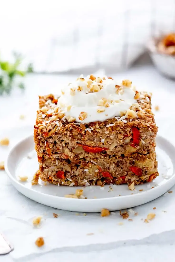 25. Healthy Carrot Cake Baked Oatmeal Bars Recipe by Haute and Healthy Lifestyle