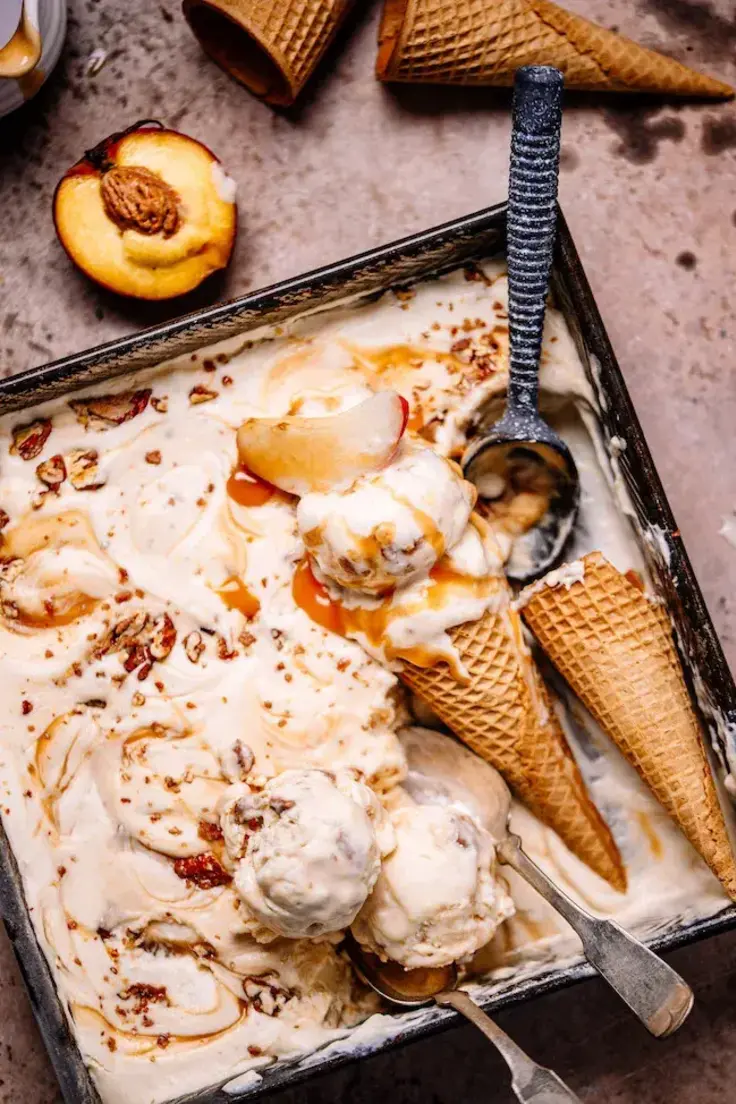 28. Bourbon Caramel Peach Ice Cream Recipe by Buuck Farms Bakery