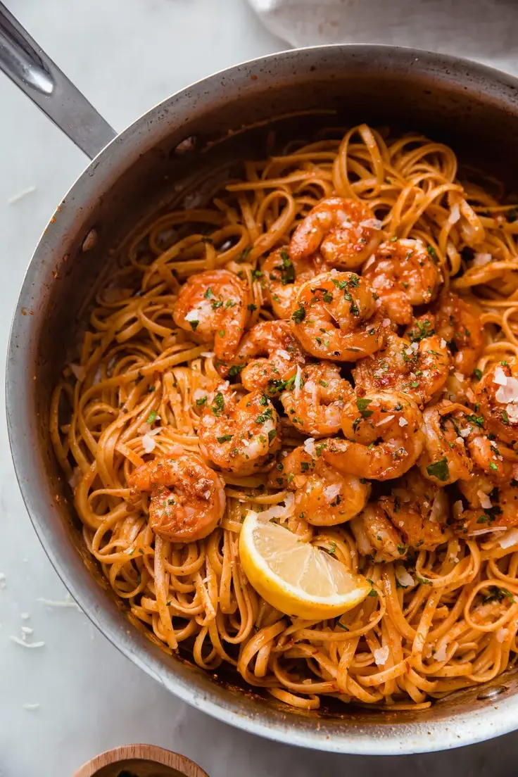 Garlicky Calabrian Chili Pasta with Shrimp Recipe by Little Spice Jar
