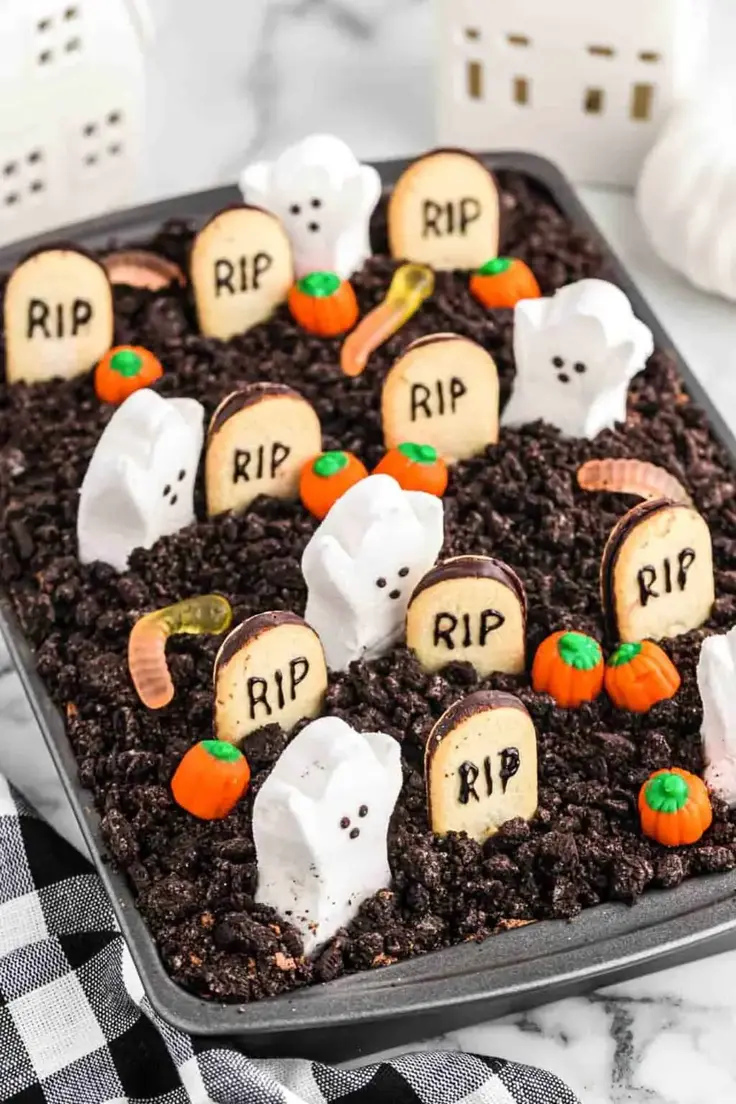 Halloween Graveyard Dirt Cake Recipe by Little Sunny Kitchen