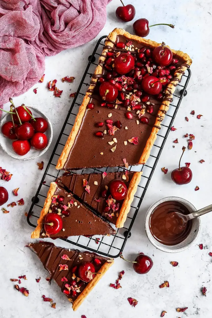 Vegan Chocolate Cherry Tart Recipe by Nadia’s Healthy Kitchen