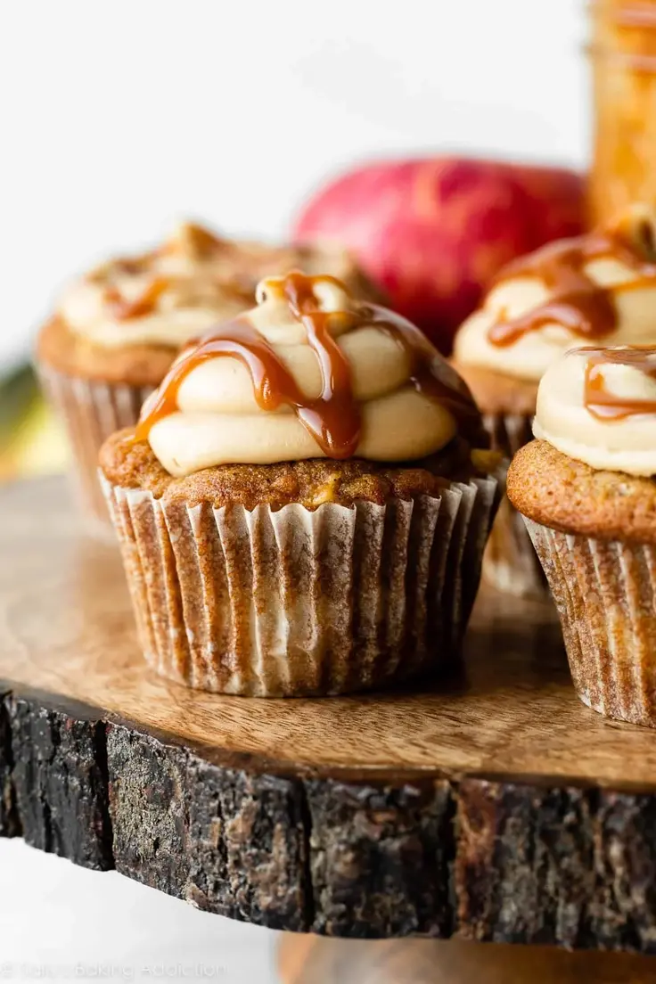 Apple Cupcakes with Salted Caramel Frosting Recipe by Sally’s Baking Addiction
