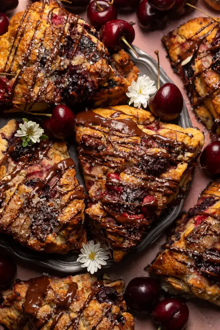 Chocolate Covered Fresh Cherry Scones Recipe by Baker by Nature