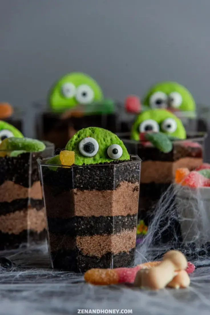 Halloween Dirt Pudding Cups Recipe by Zen and Honey