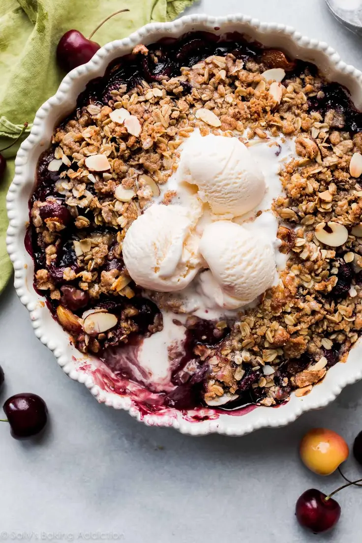 Bourbon Fresh Cherry Crisp Recipe by Sally’s Baking Addiction