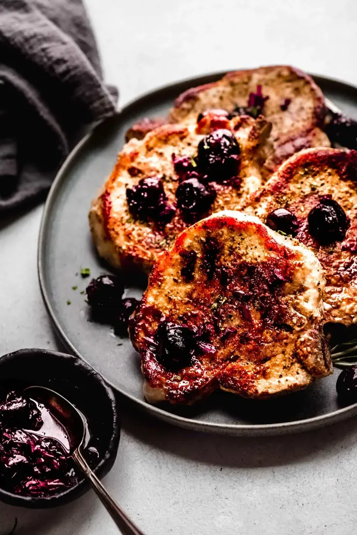 Pork Chops with Fresh Cherry Sauce Recipe by Platings and Pairings