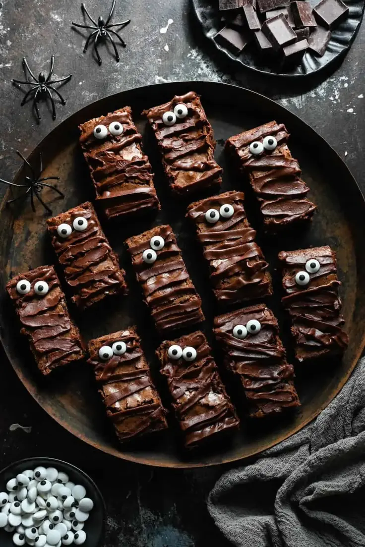 Mummy Halloween Brownies with Chocolate Ganache Recipe by Foxes Love Lemon
