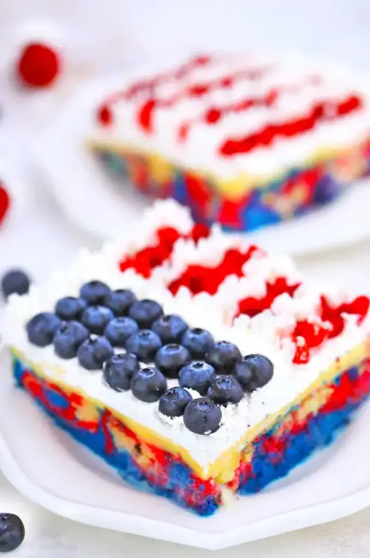 Patriotic Poke Cake Recipe by Sweet and Savory Meals
