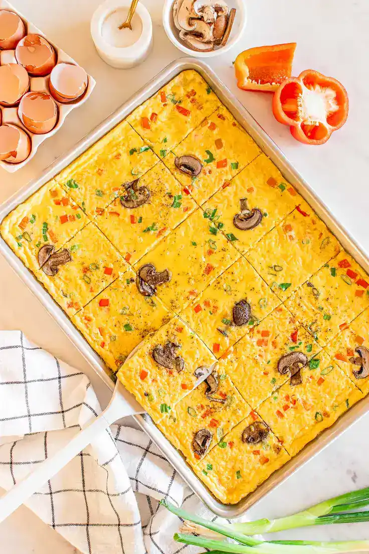 Sheet Pan Eggs Recipe by XOXO Bella - an easy-to-prepare breakfast recipe without the extra calories yet perfect for volume eating!