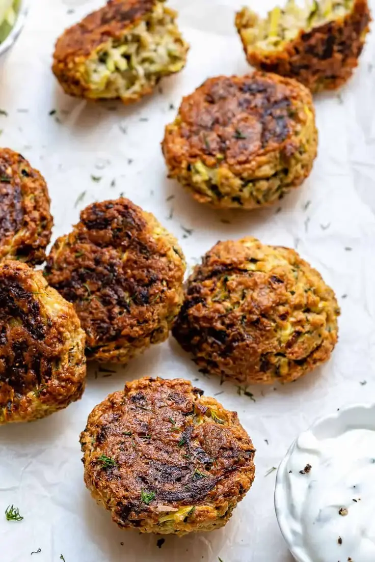 Baked Garlic Herb Zucchini Fritters Recipe by Healthy Fitness Meals
