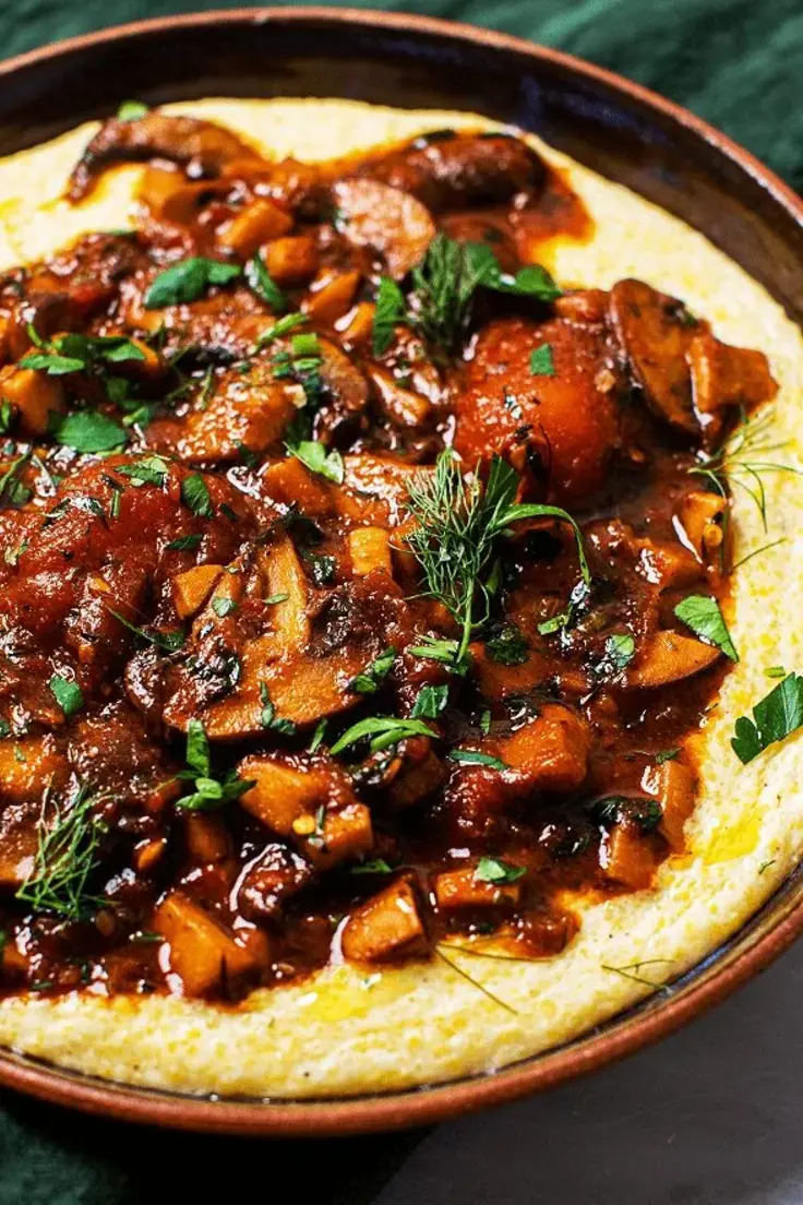 Mushroom Ragù with Ricotta Polenta Recipe by Tried and True Recipes
