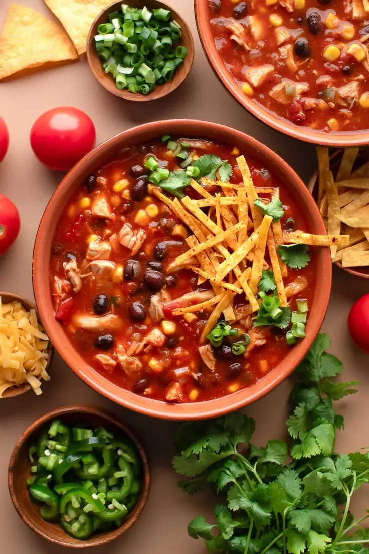 Leftover Rotisserie Chicken Tortilla Soup Recipe by Peas and Crayons
