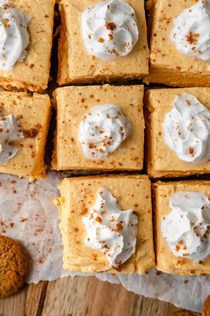 No Bake Pumpkin Cheesecake Bars Recipe by Balance The Jess
