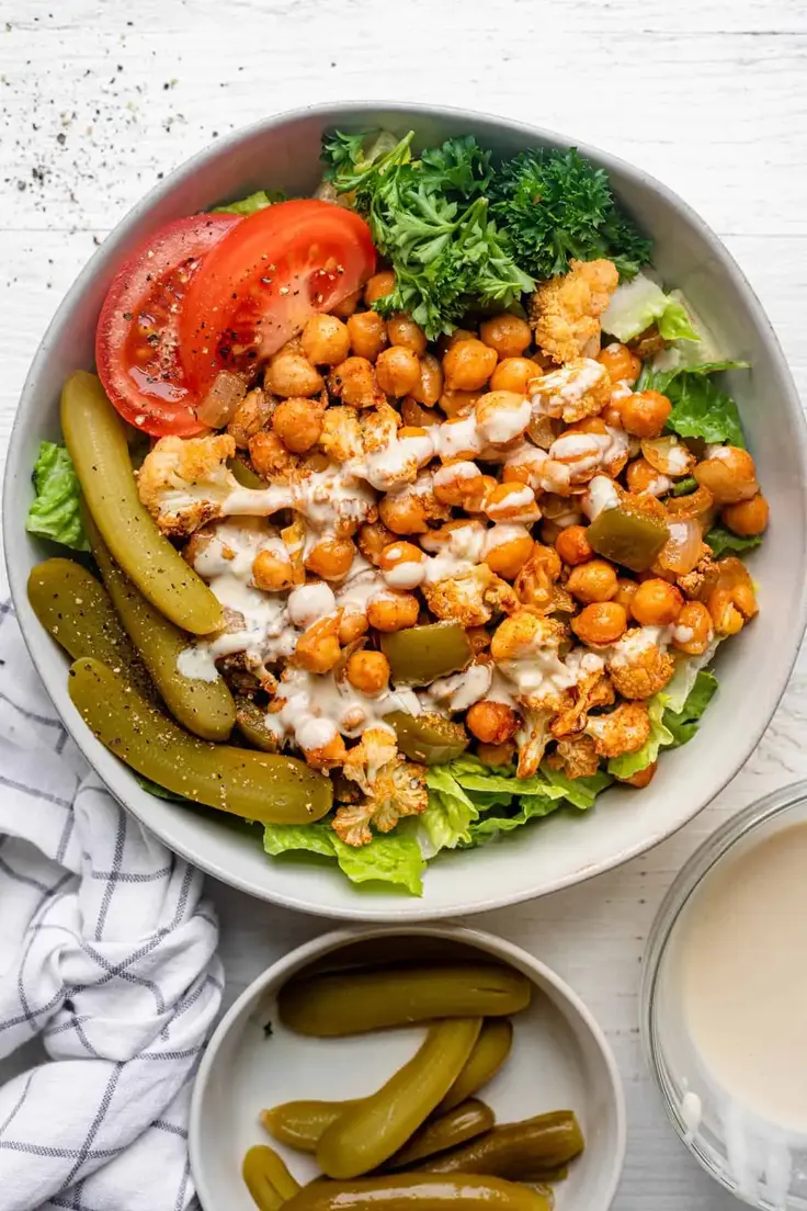 Oven Roasted Chickpea Shawarma Recipe by Feel Good Foodie - a plant based, airy-free, one single sheet pan dish. Perfect for volume eaters withou the extra calorie!