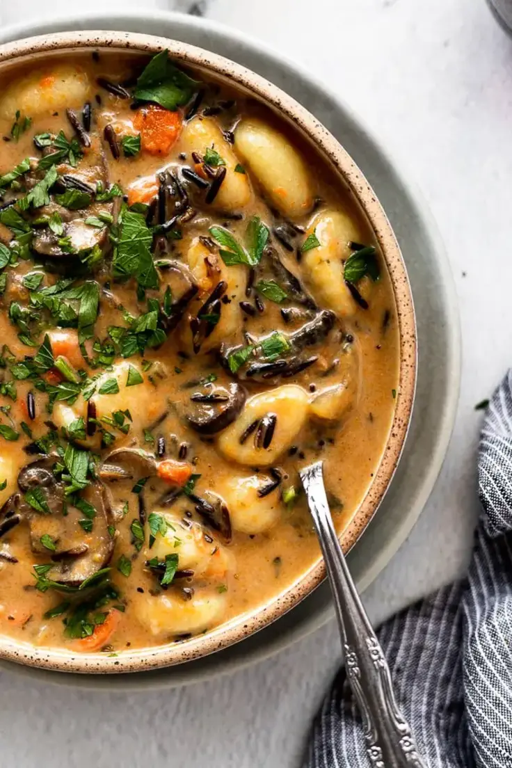 Mushroom Gnocchi Soup with Wild Rice Recipe by Fork in the Kitchen
