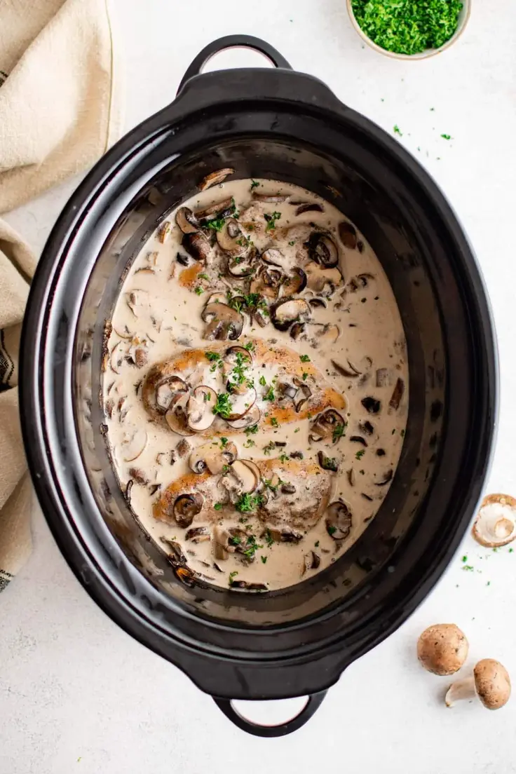 Slow Cooker Mushroom Chicken Recipe by Yellow Bliss Road