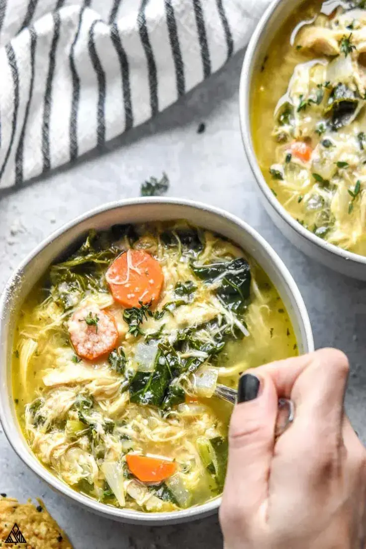 Leftover Rotisserie Chicken Soup Recipe by Little Pine Kitchen 
