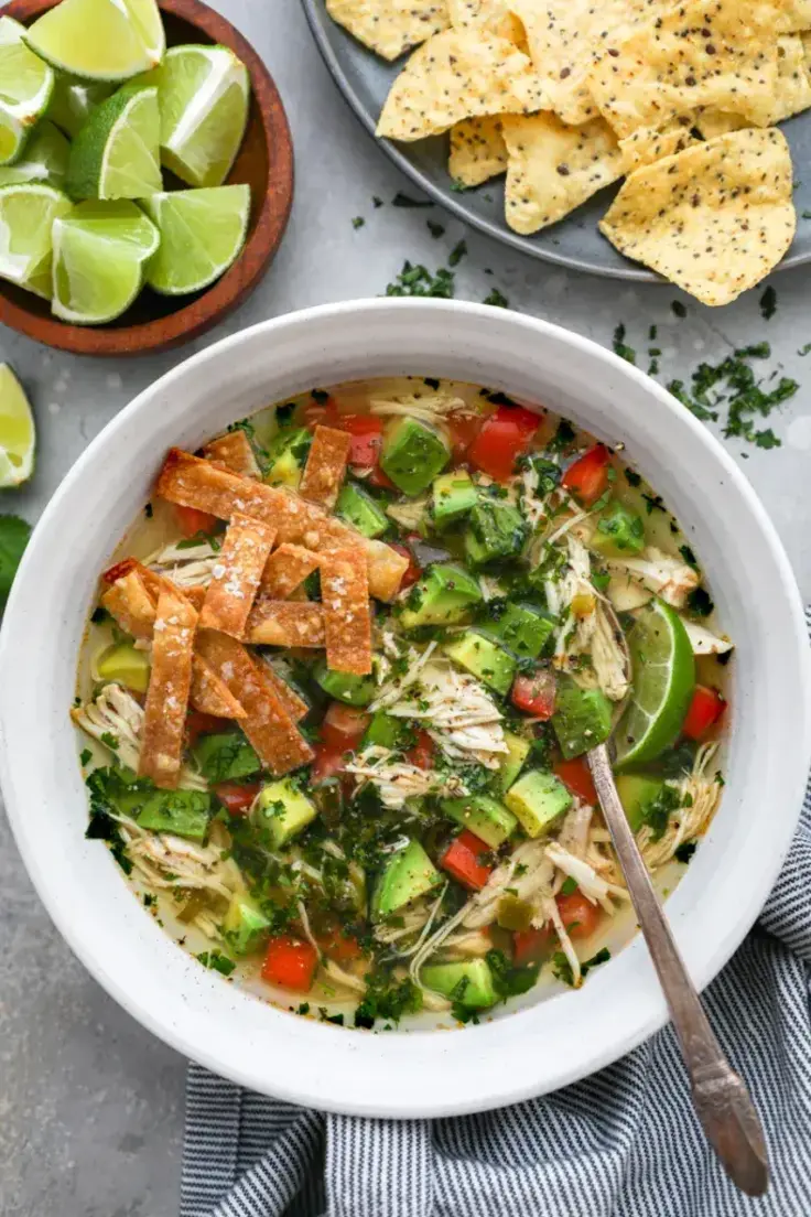 Crockpot Chicken Avocado Lime Soup Recipe by Kalefornia Kravings