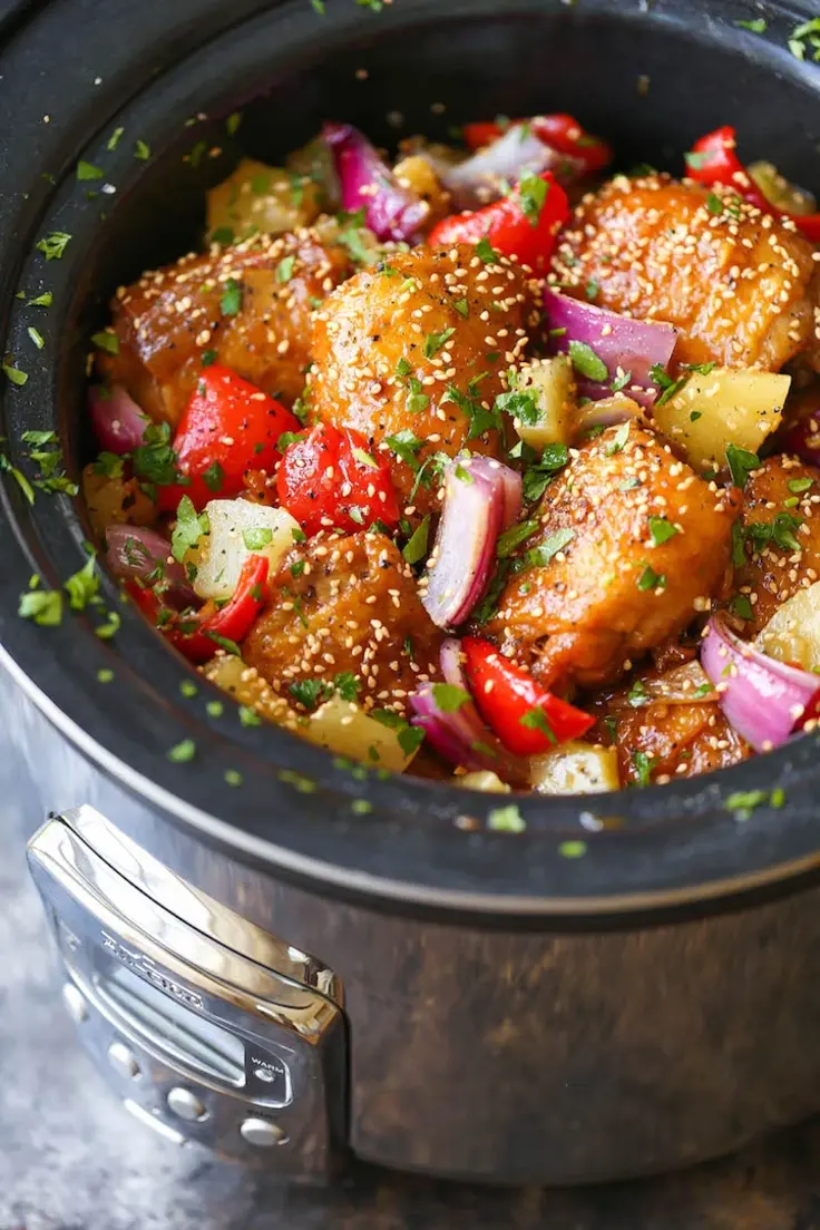 Slow Cooker Pineapple Chicken Recipe by Damn Delicious
