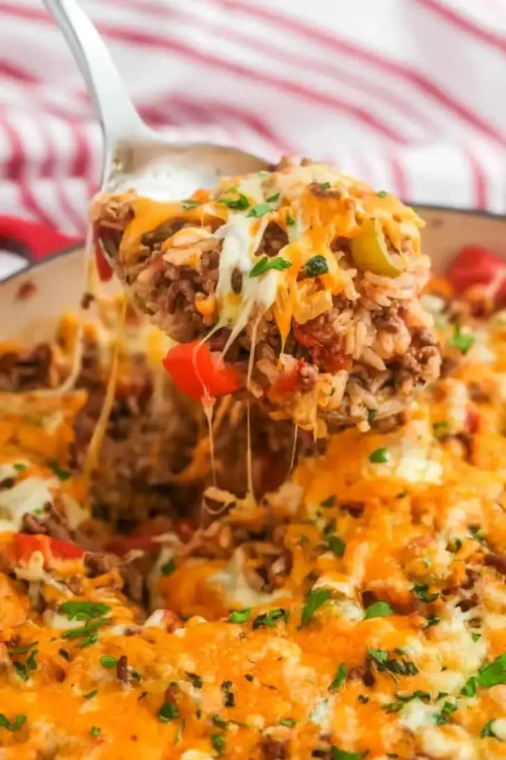 Best Fall Dinner Recipes - Stuffed Pepper Casserole Recipe by Little Sunny Kitchen
