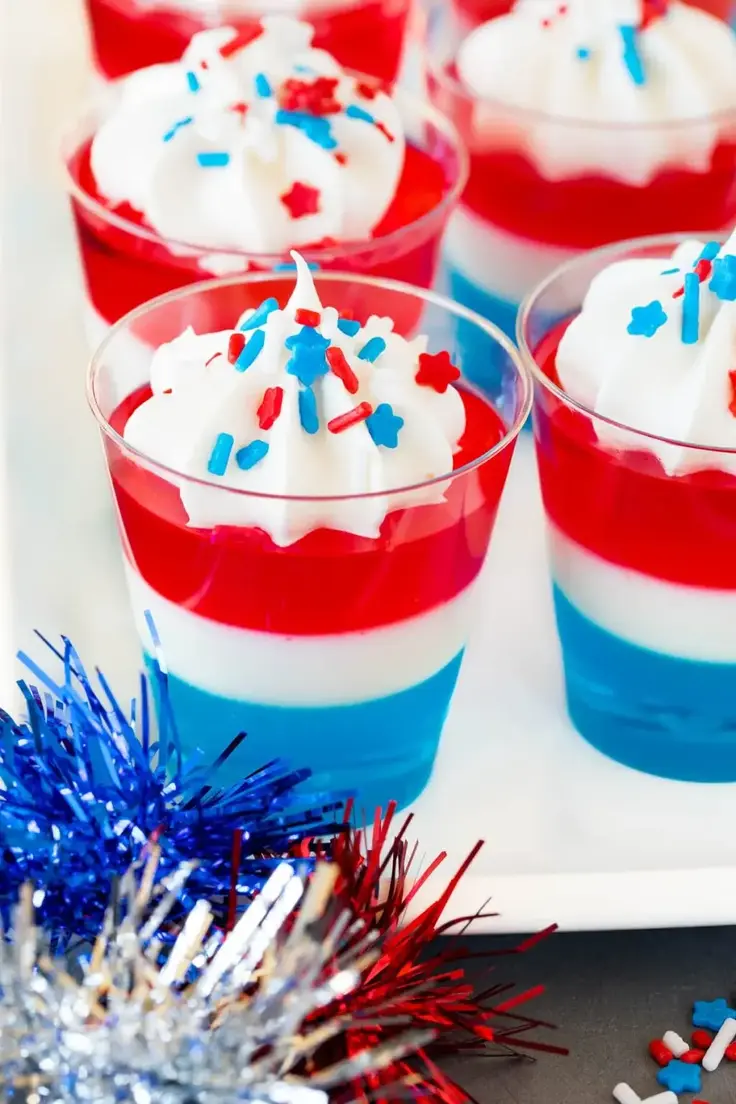 Red White and Blue Jello Shots Recipe by Dinner at the Zoo
