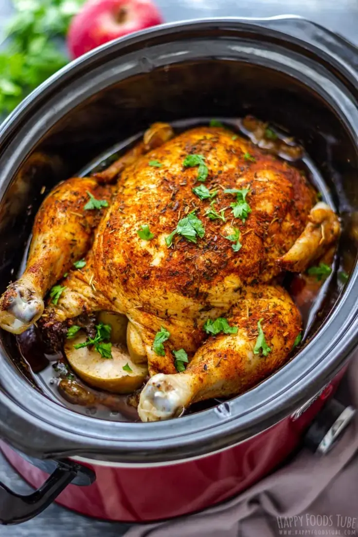 Slow Cooker Whole Chicken Recipe by Happy Foods Tube
