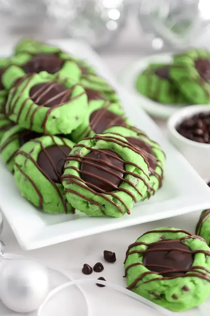 Mint Chocolate Chip Thumbprint Cookies Recipe by Sprinkle Bakes
