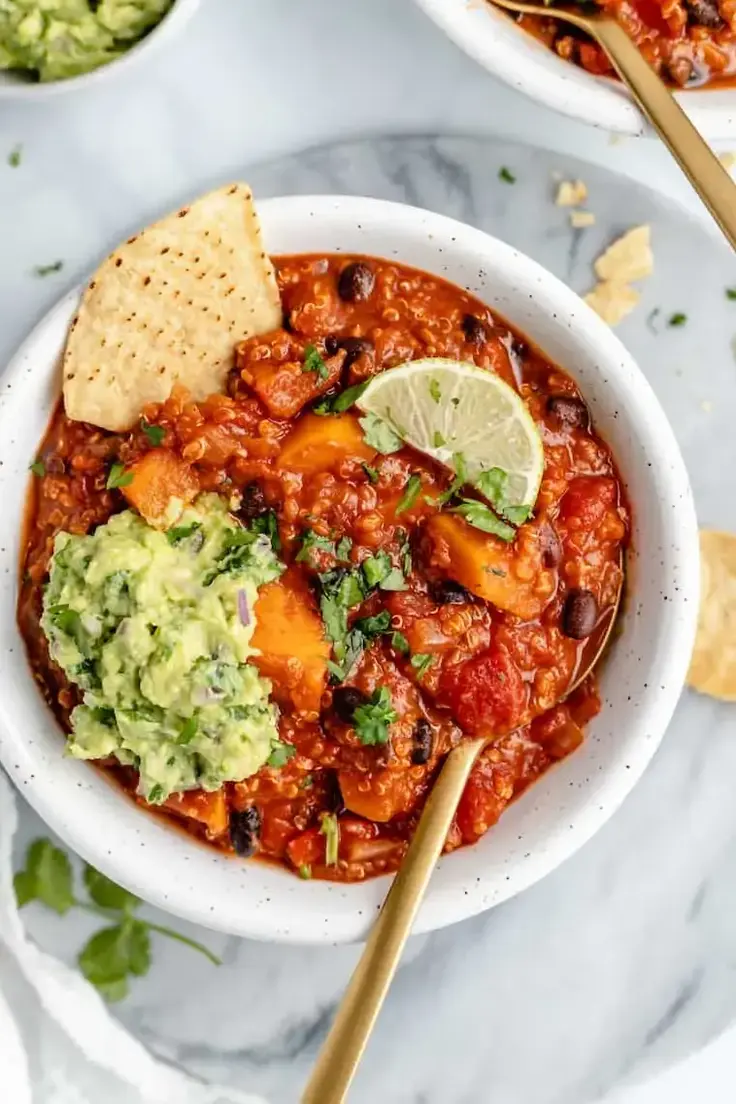 CrockPot Sweet Potato & Quinoa Chilli Recipe by Simply Quinoa
