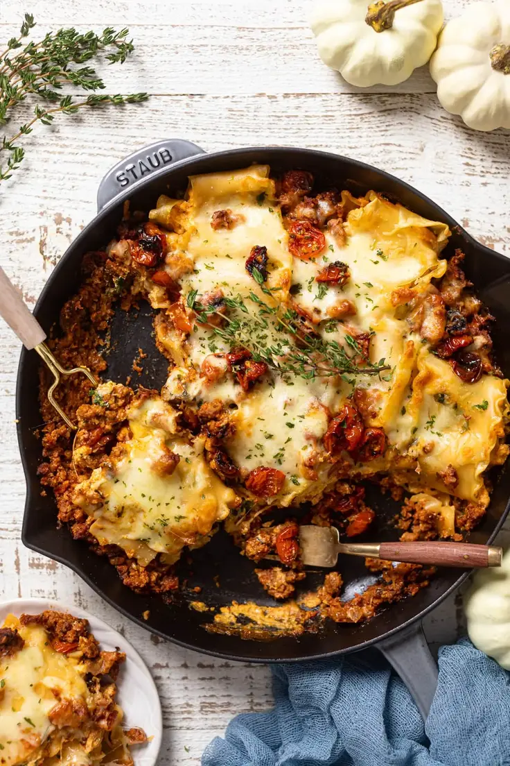 Meatless Pumpkin Skillet Lasagna Reipe by Orchids and Sweet Tea