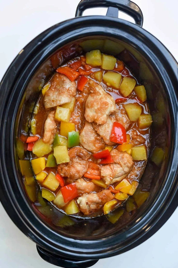 Slow Cooker Sweet & Sour Chicken Recipe by From Valerie’s Kitchen
