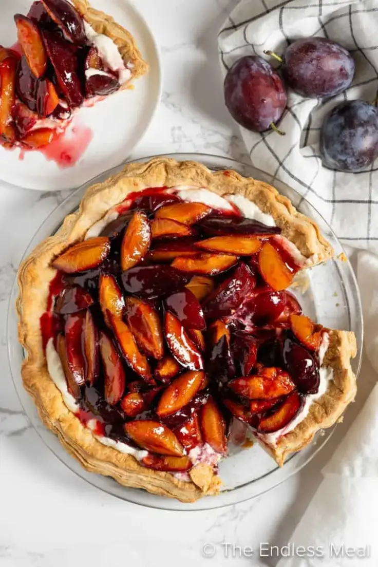 Roasted Plum Pie with Mascarpone 