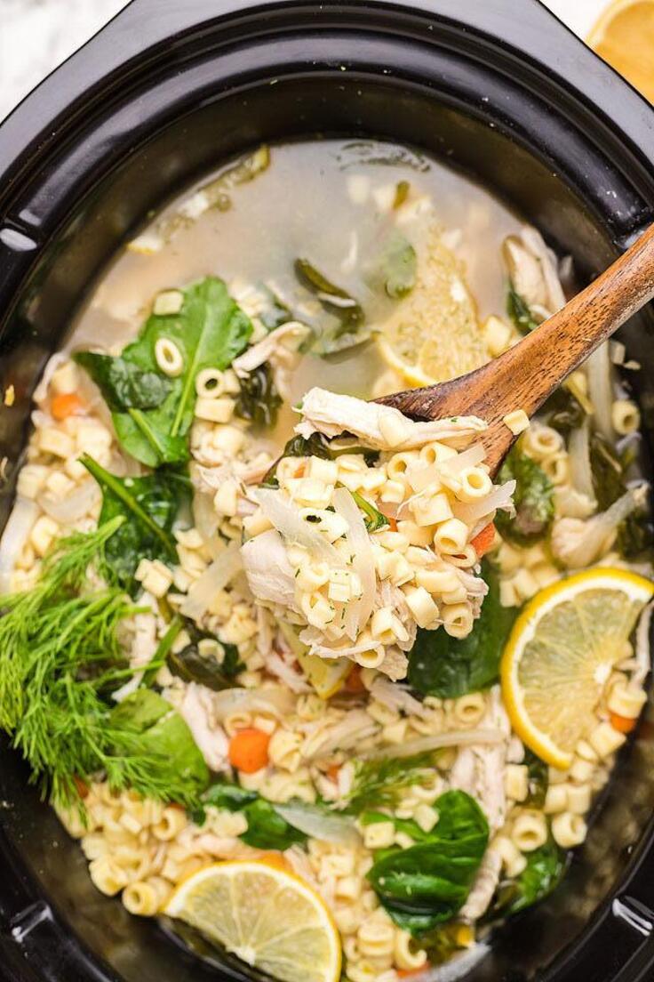 Crock Pot Greek Lemon Chicken Soup Recipe by XOXO Bella
