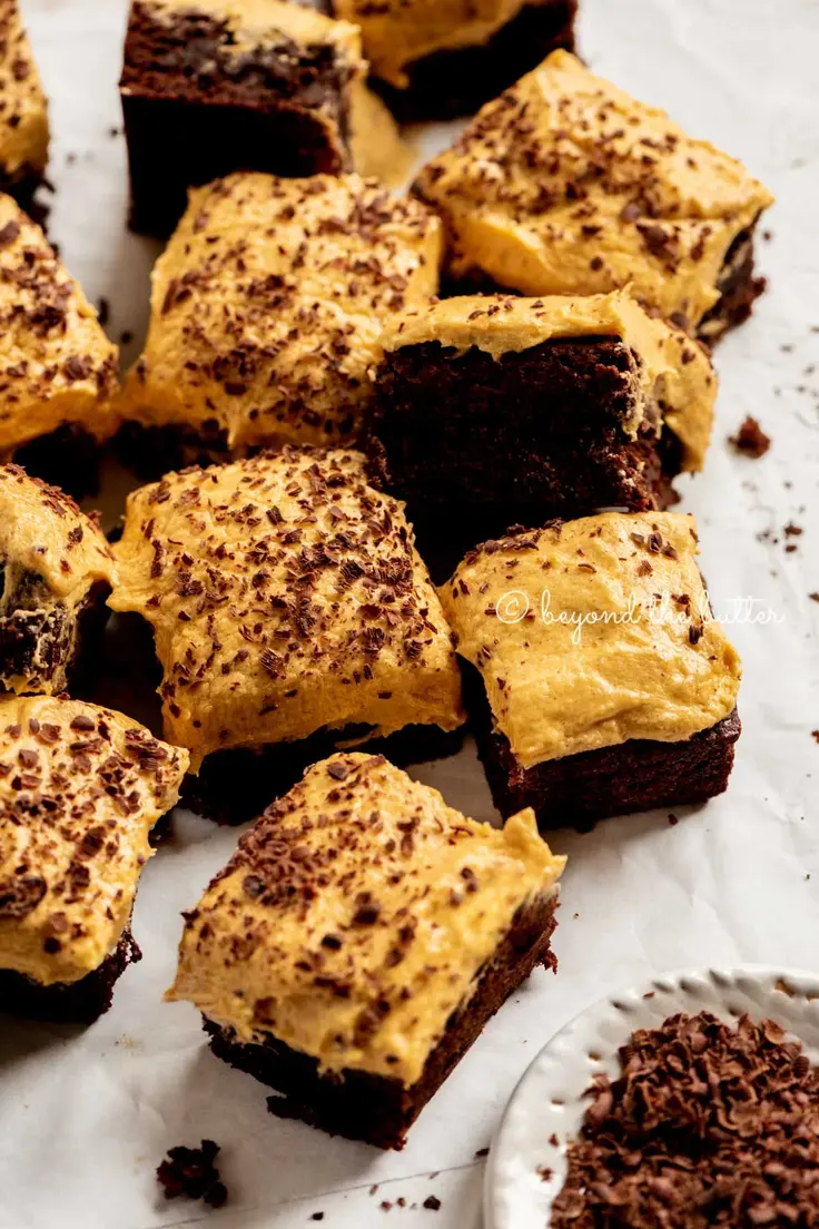 Pumpkin Frosted Fudgy Chocolate Brownies 