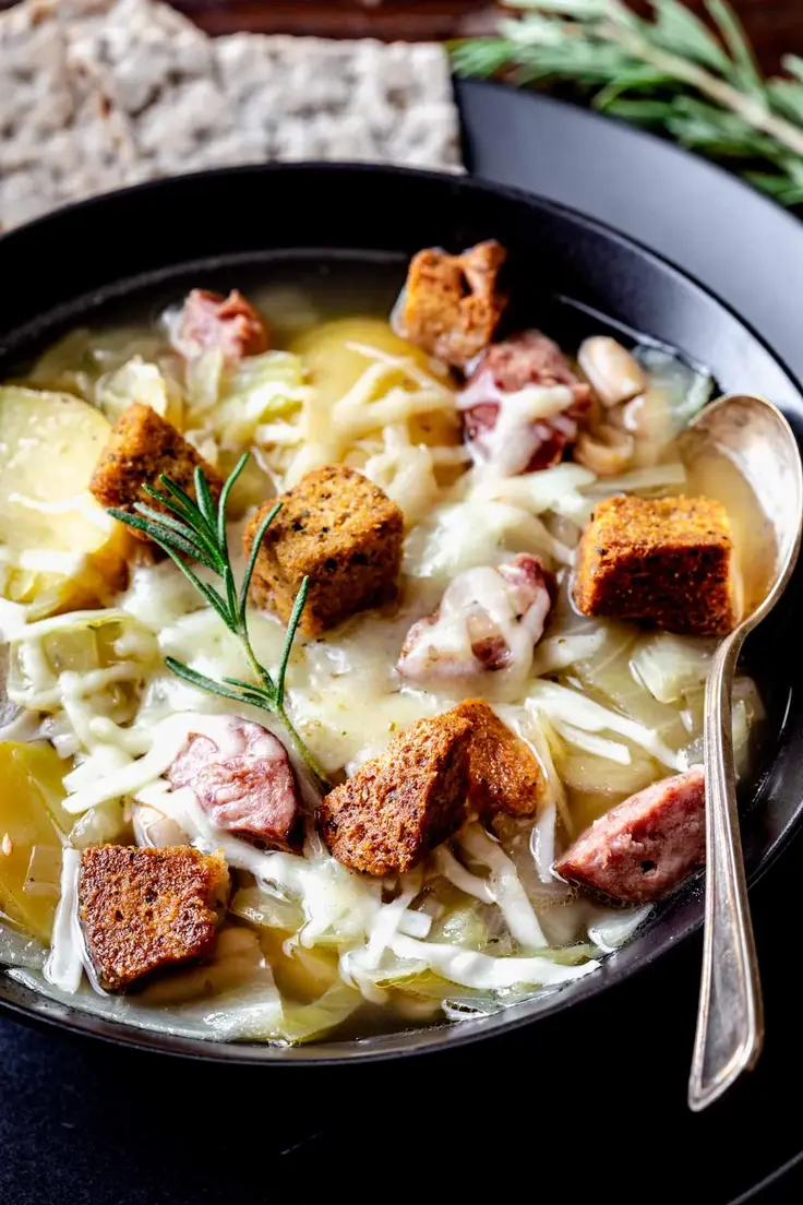 Slow Cooker Kielbasa & Cabbage Soup Recipe by Healthy Seasonal Recipes