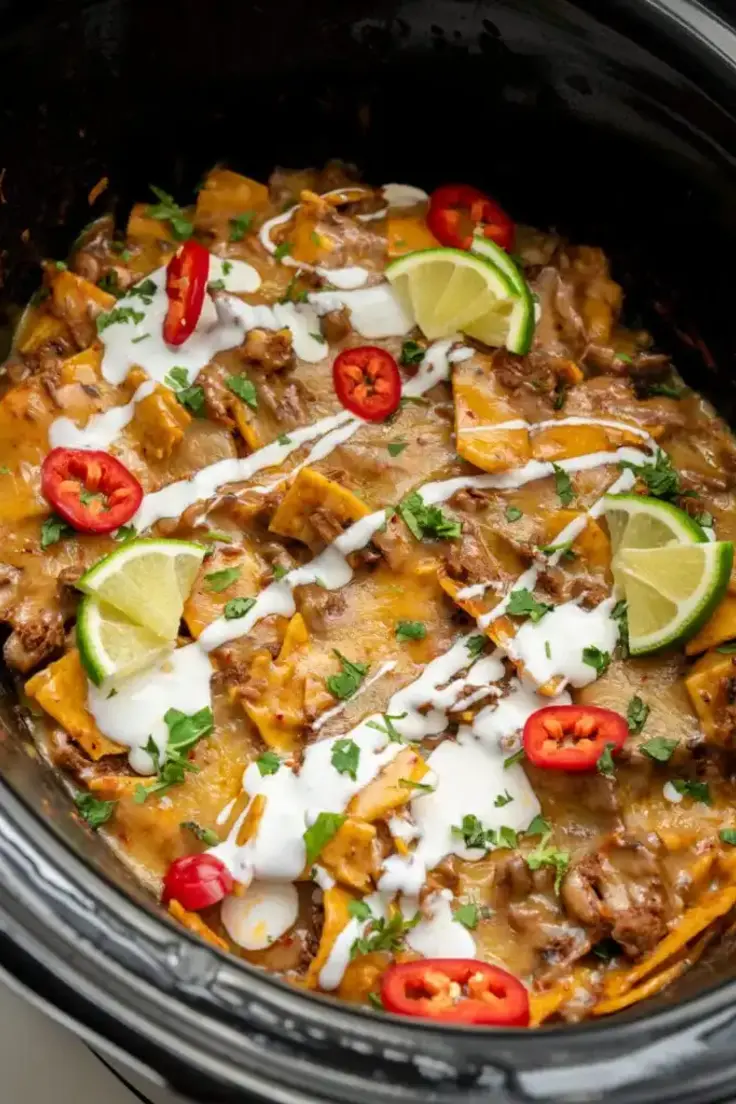 Crockpot Beef Enchilada Casserole Recipe by Mason Fit
