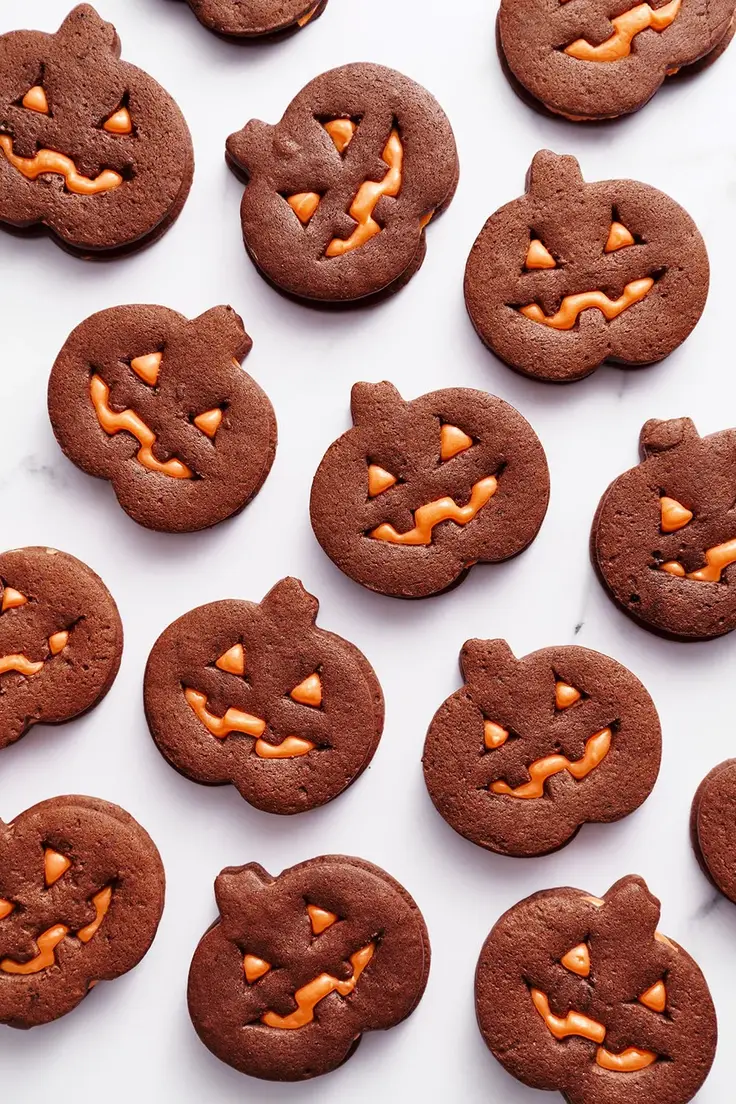 Jack-o’-Lantern Chocolate Sugar Cookies Recipe by Handle The Heat
