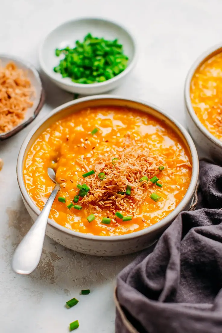 Pumpkin Congee Recipe by Full of Plants
