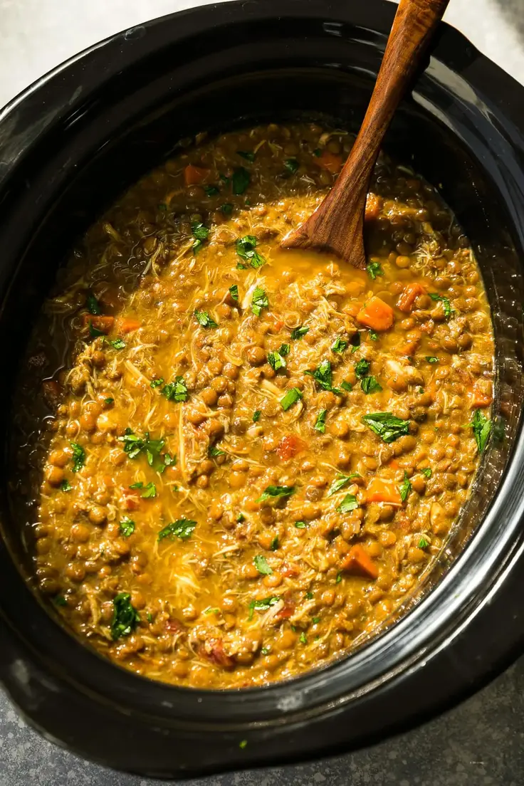 Slow Cooker Chicken & Lentil Soup Recipe by Skinny Taste