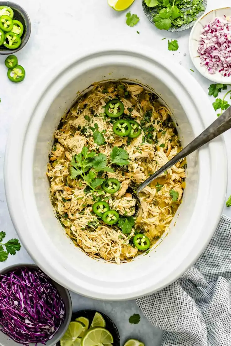 Crockpot Green Chile Chicken Recipe by Healthy Seasonal Recipes