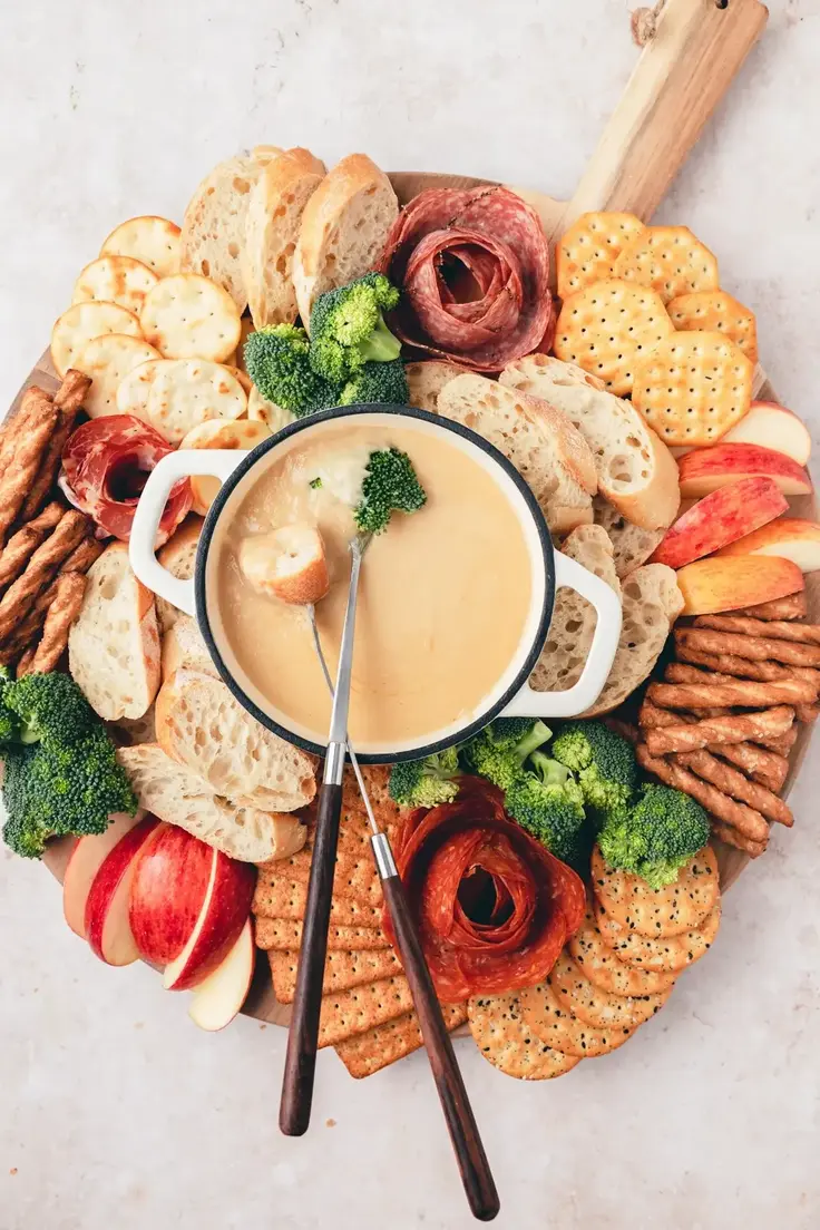 Beer Cheese Fondue Board Recipe by Barley & Sage
