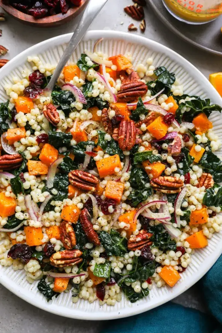 Autumn Pearl Couscous Salad with Maple-Cider Vinaigrette Recipe by Kalefornia Kravings
