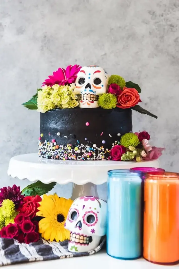 Day of the Dead Black Buttercream Cake Recipe by House of Nash Eats
