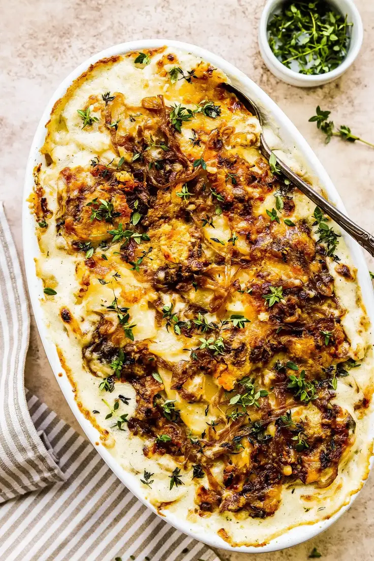 Caramelized Onion Potatoes Au Gratin Recipe by So Much Food Blog
