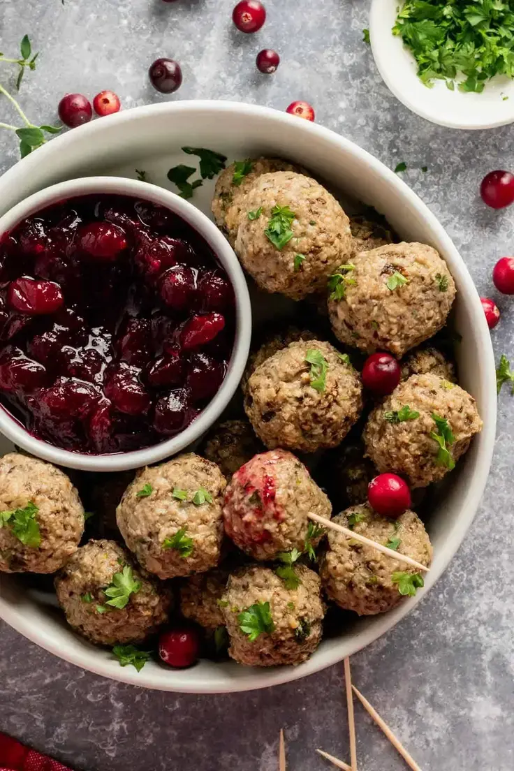 Baked Turkey Stuffing Meatballs 