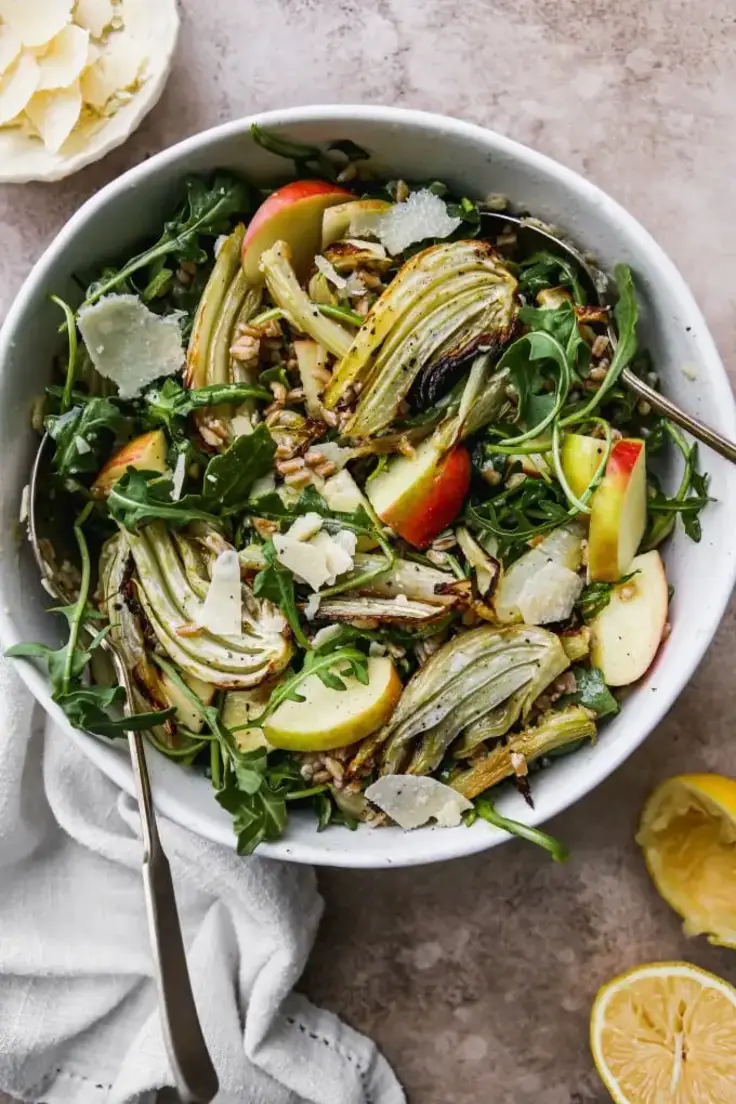 Roasted Fennel Salad With Apples, Arugula & Farro Recipe by Walder Wellness
