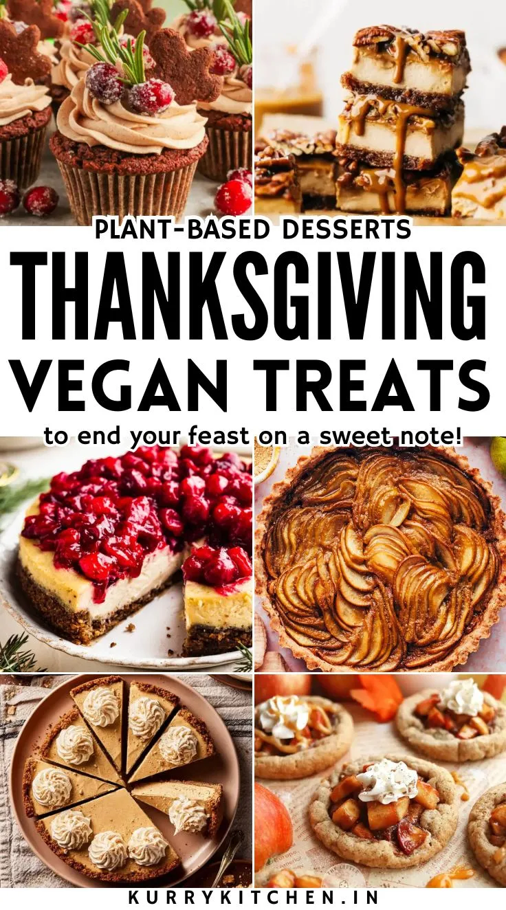 Pin - Vegan thanksgiving dessert recipes. Pin this image to your Pinterest board to save these dessert recipes for later!